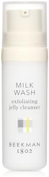 Beekman 1802 Milk Wash Exfoliating Jelly Face Cleanser - Fragrance Free - 0.5 oz - With Goat Milk + 100% Natural AHAs & BHAs - Helps Control Oil & Exfoliates - Good for Sensitive Skin - Cruelty Free