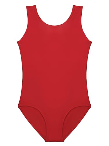 Stelle Red Leotards for Girls Ballet Dance Leotard Basic Tank Leotard Sleeveless Practice Outfit (Red 2-4T)