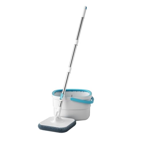Juego de cubo de fregona, suministros de limpieza de suelos para limpieza de pisos, juego de fregona y cubo con escurridor, para dormitorio, comedor, cocina, baño, estudio, madera dura
