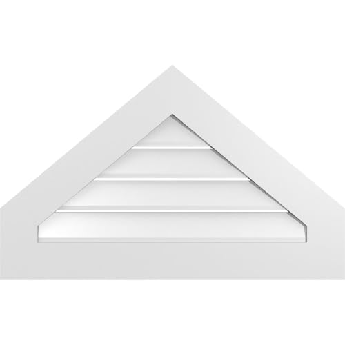 TrueCraft PVC Peaked Top Surface Mount Gable Vent, 32"W x 20"H Overall Frame Size, 10/12 Pitch: 1" x 3-1/2" Standard Trim Frame, Functional