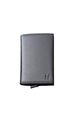 Minimalist Slim Pop Up Wallet for 6-8 Credit Cards, Card Holder,Billfold RFID,Genuine Leather for Men (Black)