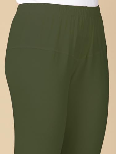 Image of Lux Cozi PYNK Solid Premium Cotton Lycra Churidar Leggings for Women | Regular Fit Elastic Waist Full Length Women Leggings | Free Size