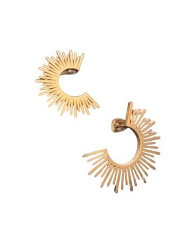 MITH SB TAKI Paslanmaz Çelik Yarım Daire Güneş Küpe, Altın Rengi, 2.3 cm x 2 cm, Günlük Kullanım