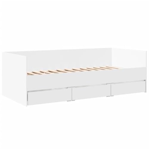 vidaXL Tumbona con Cajones, Sofá Cama con Almacenamiento, Somier de Invitados, Mueble para Salón Dormitorio, Madera de Ingeniería Blanco