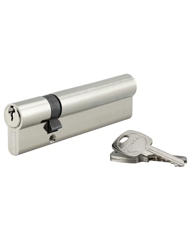 THIRARD - Cylindre de Serrure Double Entrée STD - Laiton Nickelé - Sécurité Anti-Arrachement - Mécanisme à 5 Goupilles - 3 Clés Acier Nickelé - 30 x 90 mm - Jaune/Doré