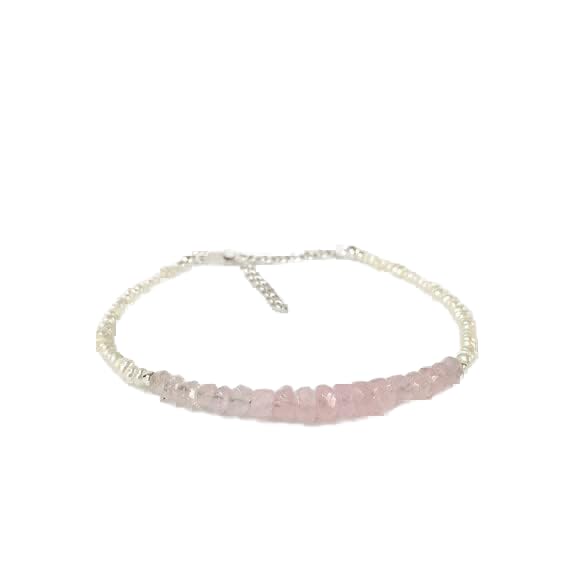 Bracelet morganite et perles ajustable anti-irritation