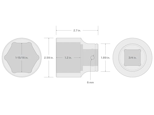 Image of TEKTON 3 /4 Inch Drive x 1-15 /16 Inch Shallow 6-Point Socket | SHD32049