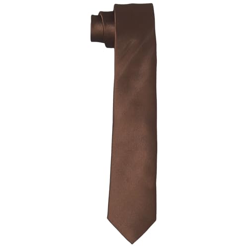 DonDon Cravates pour hommes, faites à la main, look soie 6 cm - Marron foncé