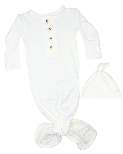 Image of Stroller Society Newborn Knotted Baby Gown and Hat Set for Baby Boy or Baby Girl