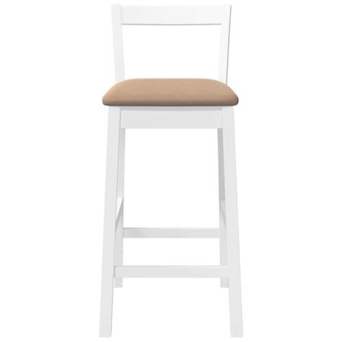 Tabourets de bar robustes en hévéa massif blanc avec siège ergonomique