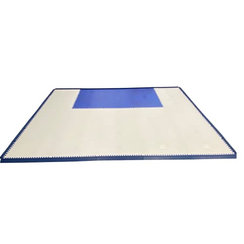 Skate Anytime – Shoot Anytime – Precision Dryland Hockey Tiles - Professional Indoor & Outdoor Hockey Shooting Pad for Practice (Blue/Gray, 35 Panel/Pro Goal Crease with Edge)