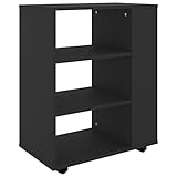 vidaXL Rollschrank mit Fächern Rollcontainer Büroschrank Aktenschrank Bürocontainer Schrank Büro Druckerschrank Schwarz 60x35x75cm Holzwerkstoff