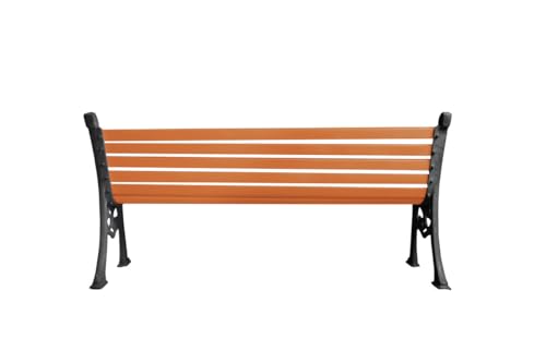 Image of Amazon Brand - Solimo Cast Iron 3 Seater Garden Bench | Durable Outdoor Park Bench for Balcony Patio Terrace, Living Room | Ideal Indoor and Outdoor Seating Furniture (Orange)