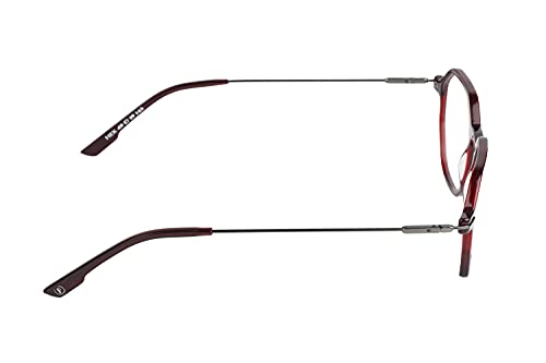 Image of Faddish Anti-glare Hexagon Unisex Spectacle Frame with UV400 & Bluelight Blocking Computer Glasses for Eye Protection from Bluelight by Computer Mobile(HEX C5N BBL|Blue Block|UV400|Burgandy)