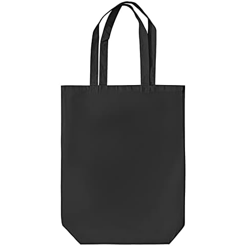 IMFAA Heavy Duty 100% Cotton Canvas Reusable Strong Shoulder/Hand Tote Shopping Bags . (Pak-1, Black) Cover