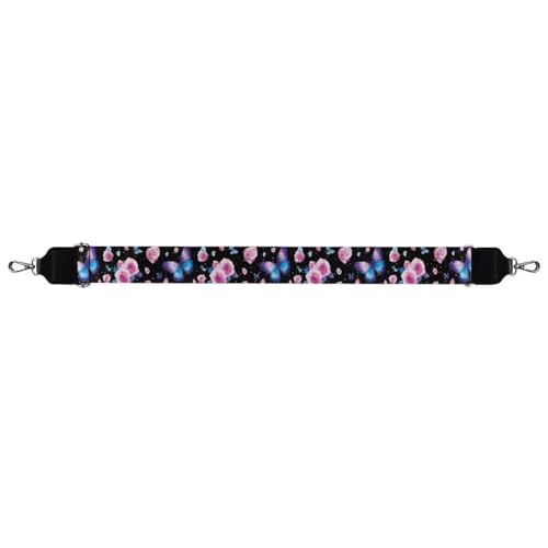 Image of TODIYADDU Butterfly Pink Flower Bag Straps Shoulder Strap Replacement Adjustable Straps Purse Extender Shoulder Strap Bag Strap Crossbody for Women Students Suitable for Handbag Computer Bag