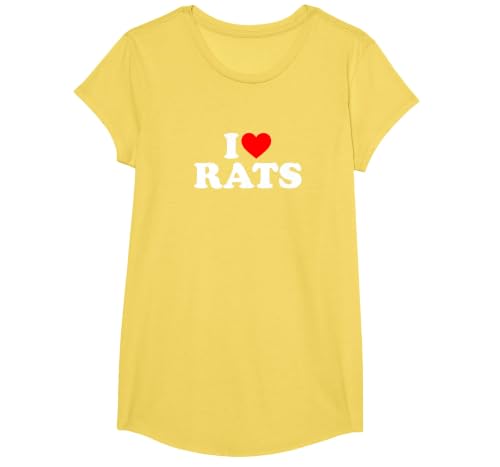 I Love Rats,I Heart Rats T-Shirt, Girls, Lemon Yellow, X-Small