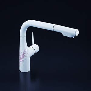 KVK シングルシャワー付混合栓 マットホワイト サクラ KM6101ECM4K1