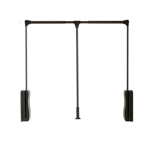 Barra de armario extensible con amortiguador neumático, barra de ropa resistente para armario, 25 kg, capacidad de carga ajustable, 660-890 mm, acabado marrón elegante