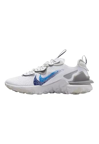 NIKE - Zapatillas React Vision en Cuero, Blanco-Azul-Gris (12)