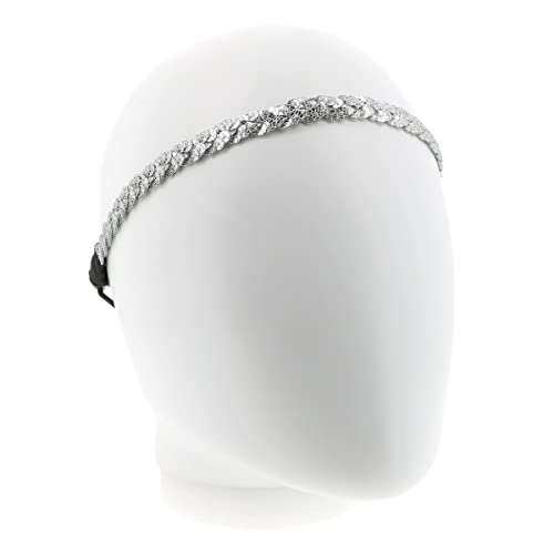 Diadema para el pelo con lentejuelas plateadas para, Diadema elástica de tamaño único - Image 3