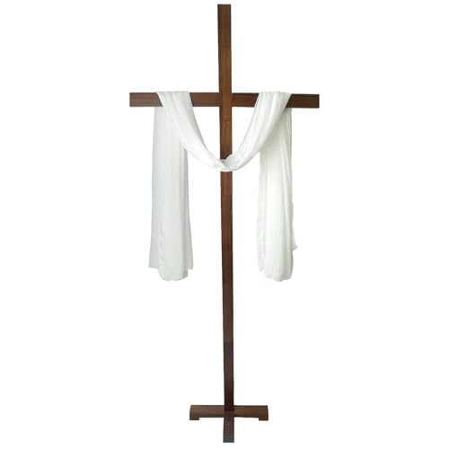 71 Large Wooden Cross Standing Wooden Wedding Arch Style 6ft Handcrafted Natural Timber Cross for Wedding Decoration & Church Decor Catholic Garden Decor for Easter & Christmas