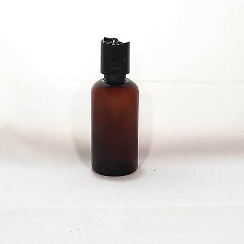 wolfmoon botanicals WM (Bulk Pack of 24) 2oz Amber Boston Round Refillable, Reusable Bottle with Press Disc Dispenser. Travel, DIY Lotion, Shampoo, Soap, Oil, Aromatherapy and More Cover