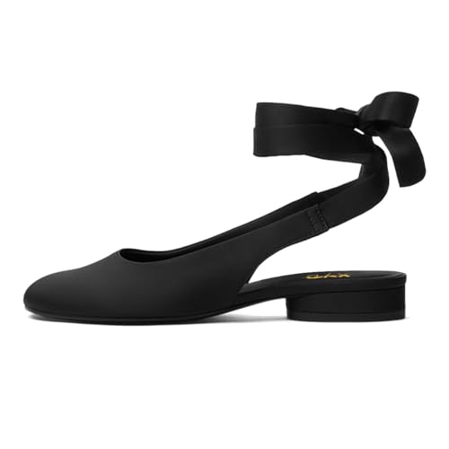 XYD Women Ankle Strappy Cute Round Toe Flat Lace Up Chunky Low Heel Dressy Comfort Slingback Shoes2