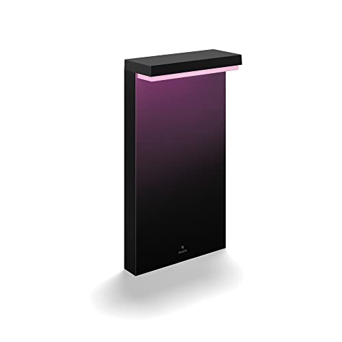 Philips Hue White & Color Ambiance Nyro Outdoor Sockelleuchte (1.020 lm), dimmbare Gartenlampe für das Hue Lichtsystem mit 16 Mio. Farben, smarte Lichtsteuerung über Sprache oder App, schwarz