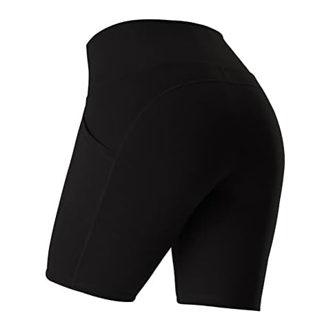 SEARIPE Womens High Waist Biker Workout Shorts 4 Way Stretch Yoga Leggings Tummy Control Running Shorts, Black, Large Cover