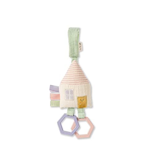 Image of Itzy Ritzy Bitzy Bespoke Jingle Travel Toy for Stroller, Car Seat or Activity Gym; Features Jingle Sound, Hexagon Rings and Adjustable Attachment Loop, Pastel Cottage