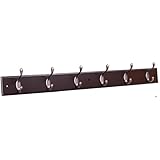 BirdRock Home Oval Hook Coat and Hat Rack | 6 Hooks| Wall Mount | Brown Finish | Bronze Hooks