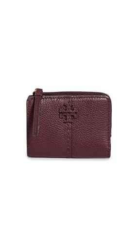 Tory Burch Women's McGraw Textured Bi-Fold Wallet, Wine, Red, One Size
