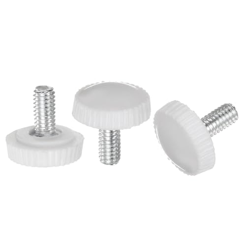 sourcing map 20pcs M4 x 6mm Metric Male Thread Knurled Knobs, Thumb Screw Clamping Knobs Grip Plastic Handle Hand Knobs with Threaded Stud, White