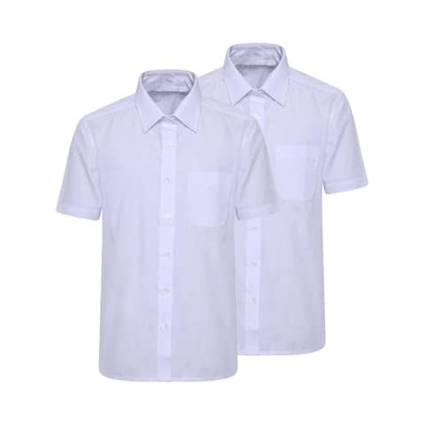 NAT ACCESSORIES Back to School Set of 2 Uniform Short Sleeves Shirts for Kids Girls Women (17-18 Years White) Cover