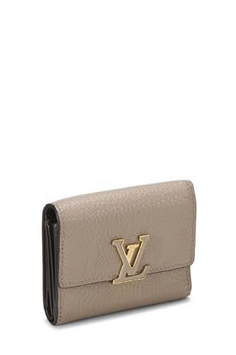 Pre-Loved Grey Taurillon Leather Capucines Compact Wallet, Grey2