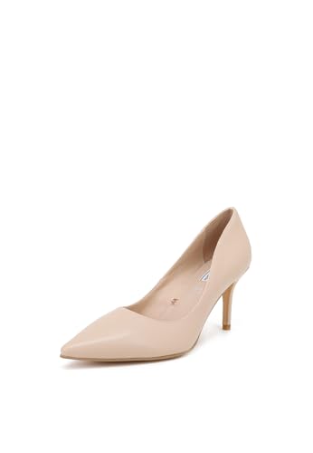 QUEEN HELENA Zapatos de tacón bajo Zapatos de tacón alto con punta cerrada elegantes para mujer S1999, Nude, 39 EU