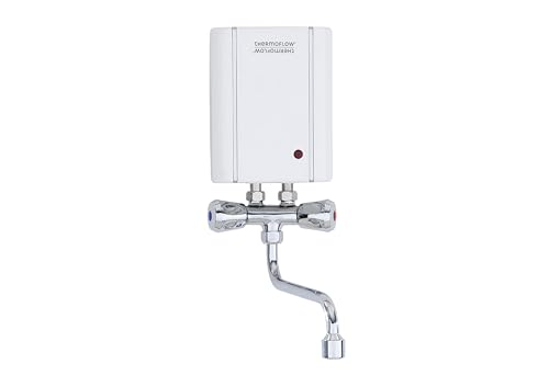 Thermoflow Elex 3,5Arm Klein-Durchlauferhitzer / 230 V/druckloser Durchlauferhitzer mit Zweigriffarmatur/Warmwasser bis 25 °C/G 3/8“ Anschluss / 2 L/min/für Waschbecken & Küchenspülen
