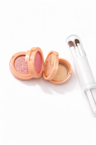 4 in 1 Makeup Brush and 3 in 1 Blusher Highlighter Set, Multi-Color
