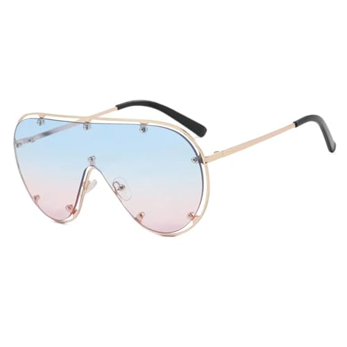 Lunettes de soleil surdimensionnées femmes rivets multicolores tendance
