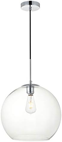 Baxter 13.4 Inch 1-Light Pendant with Clear Glass in Chrome & Clear