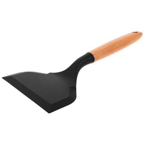 Alipis Japanese Silicone Spatula with Wooden Handle Wide Edge Nonstick Omelette Turner for Flipping Large Food Items Cooking Kitchen Utensil