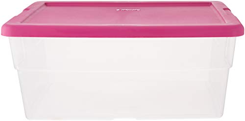 STERILITE 16454W06 16 QT Clear Storage Box Banded Together (2 Pack), Plain