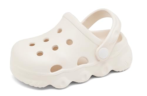 Image of INMINPIN Kids Cute Clogs Cartoon Garden Shoes Boys Girls Slides Slippers Indoor Outdoor Children Water Shower Beach Pool Sandals,White 1,10-10.5 Little Kids,Kids