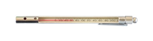 Thermco BM2014PS Red Spirit Filled Pocket Test Thermometer with Enclosed Aluminum Case, -30 to 120°F Range, 2.0°F Division, Total Immersion