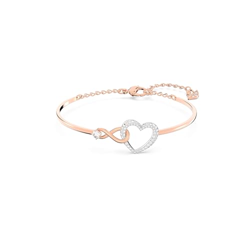 Swarovski Hyperbola Women's Bangle Bracelet with a Rose-Gold Tone Plated Bangle, Clear Crystals and Lobster Clasp