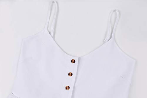 Image of Angashion Women's Dresses-Summer Floral Bohemian Spaghetti Strap Button Down Swing Midi Dress