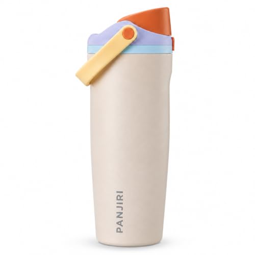 Image of FreeSip Gym Water Bottle with Straw & Chug Lid - Leak Proof Push Button Opening, BPA Free, Large Capacity Sports Bottle with Carry Handle (Pastel Yellow, 900 ml)