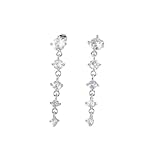 Pendientes de aro de plata para mujer, delicados pendientes plateados, modernos pendientes de circonita con circonitas, pendientes colgantes de boda, bonitos pendientes de aro pequeños