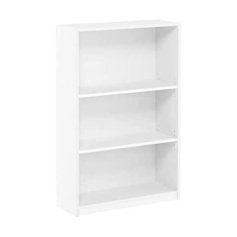 Furinno JAYA Simple Home 3-Tier Adjustable Shelf Bookcase, White Cover